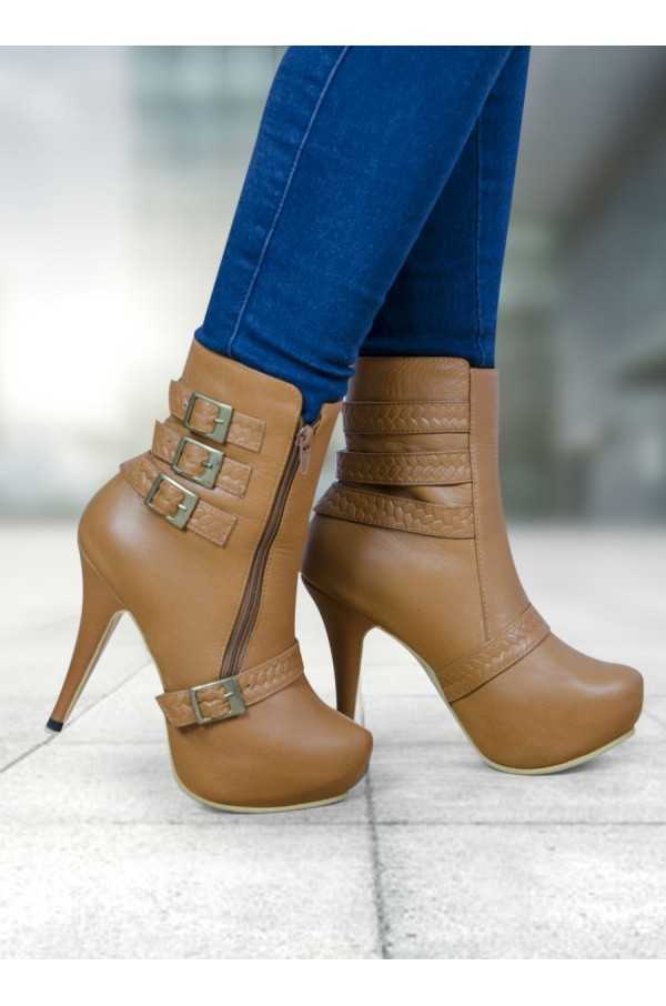 Fernanda Leather Ankle Boots (Tobacco)