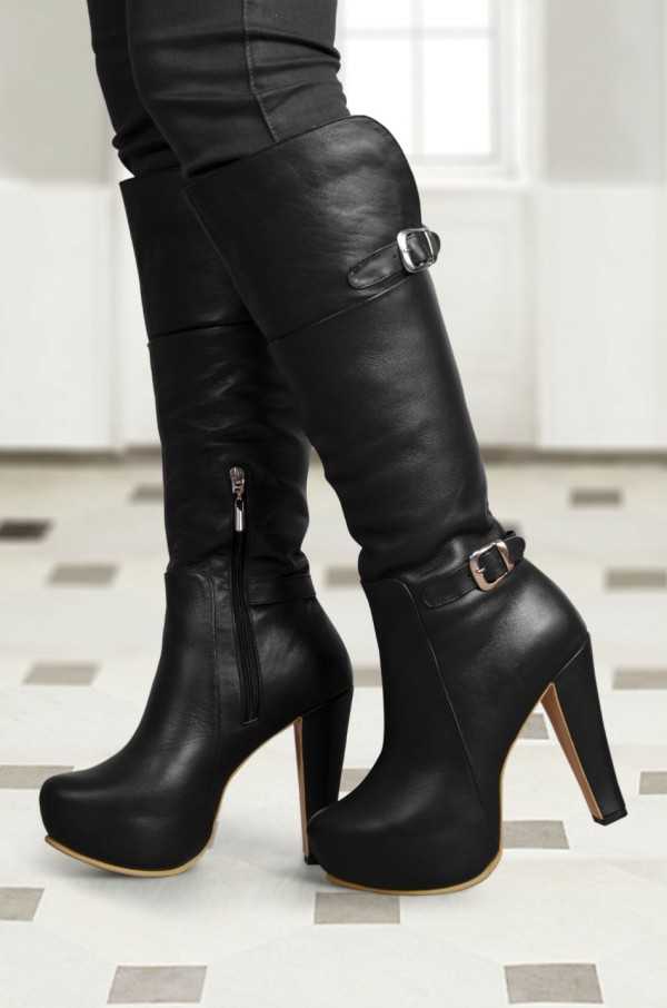 Susana Black Leather Boots