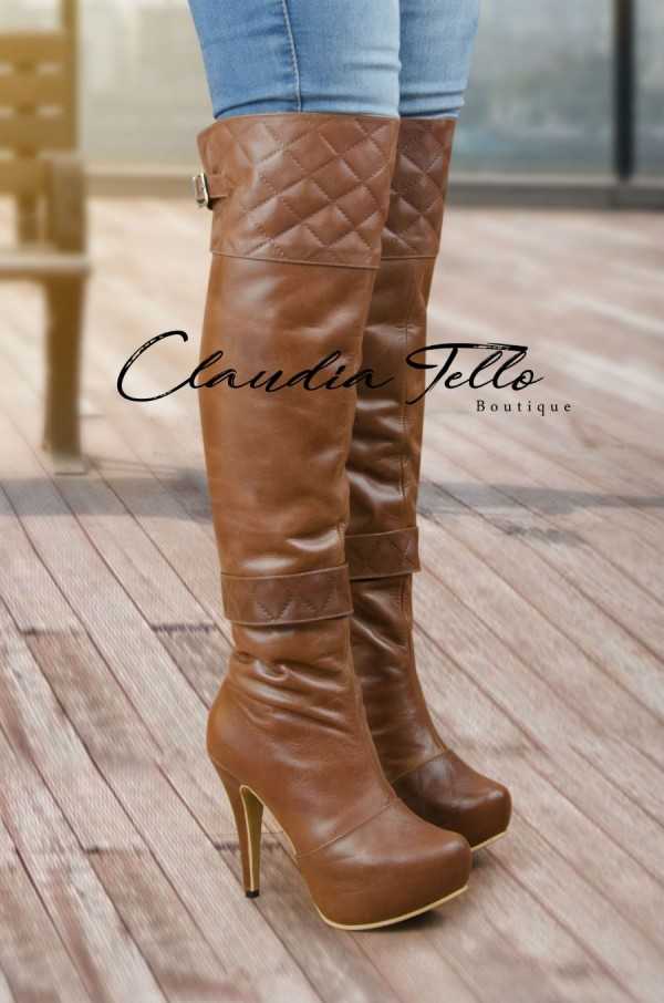 Valentina Leather Boots (Tobacco)