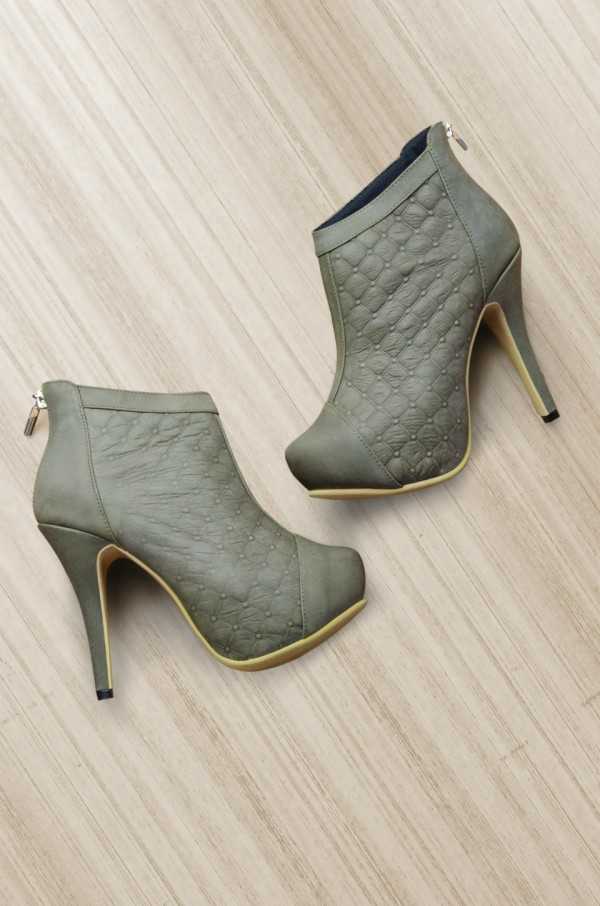 Coco Green Leather Ankle Boots