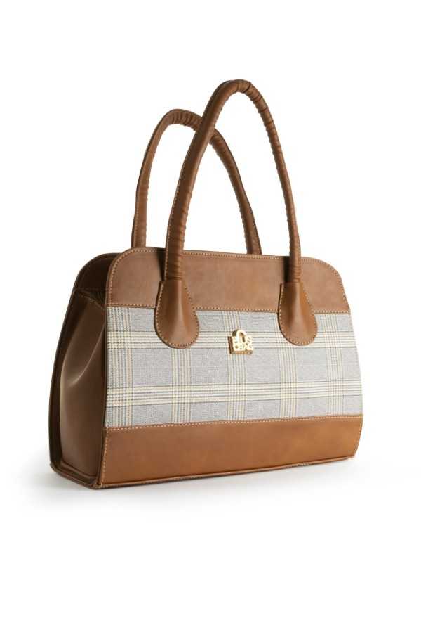 Lucia Tartan Bag (Light Brown and Grey)