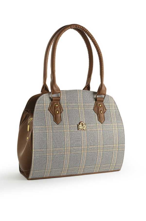 Perla Tartan Bag (Light Brown and Grey)