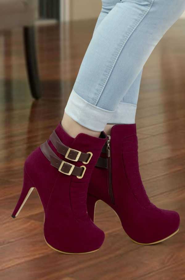 Sara Wine Ankle Boots