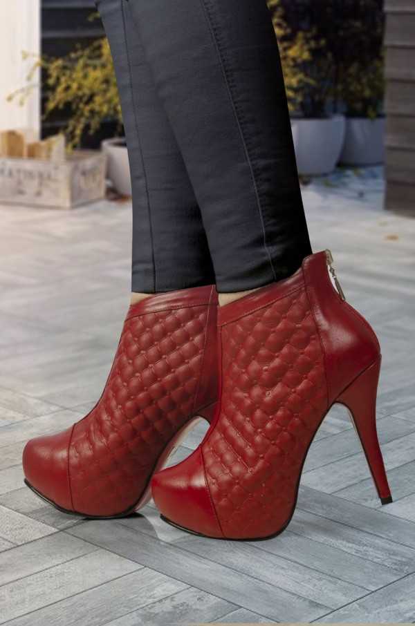 Coco Red Leather Ankle Boots