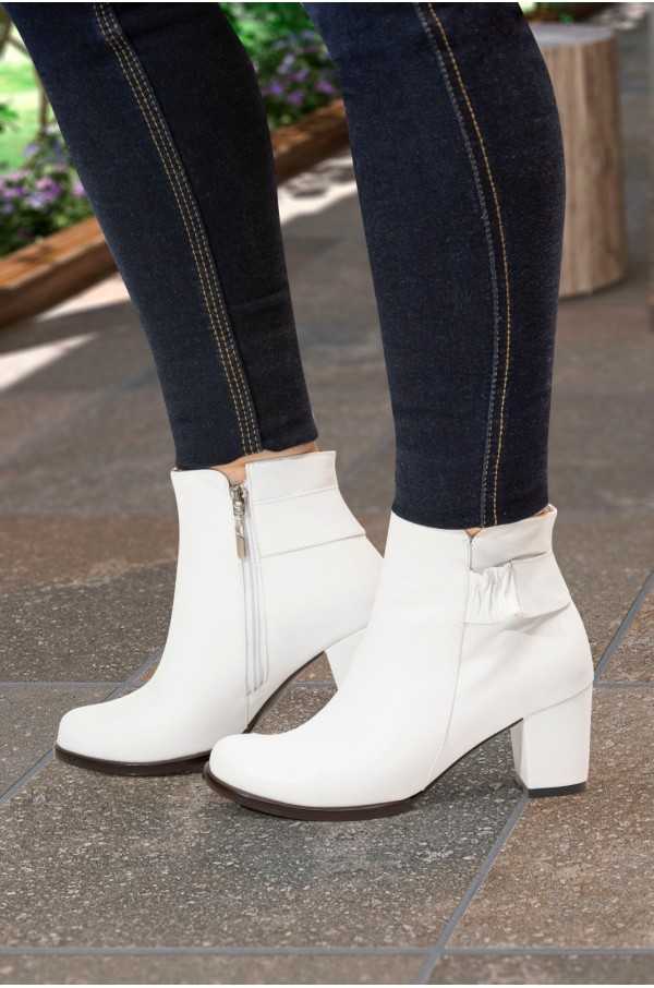 Diana White Leather Ankle Boots
