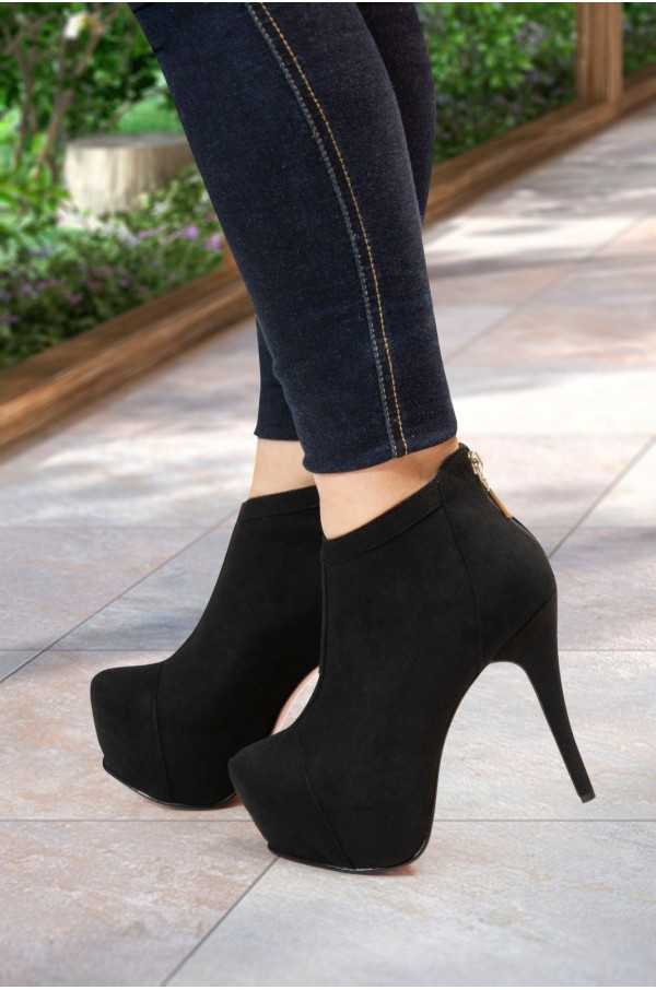 Coco Black Smooth Ankle Boots