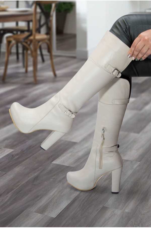 Susana Beige Leather Boots