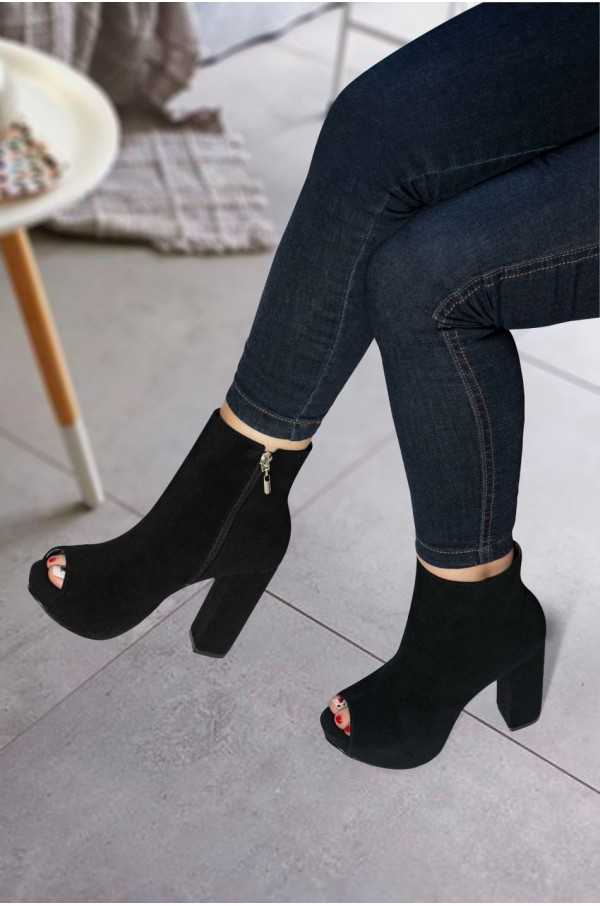 Andrea Black Ankle Boots (Open Toe)