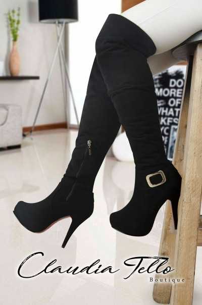 Luna Black Smooth Boots