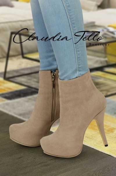 Camila Beige Ankle Boots