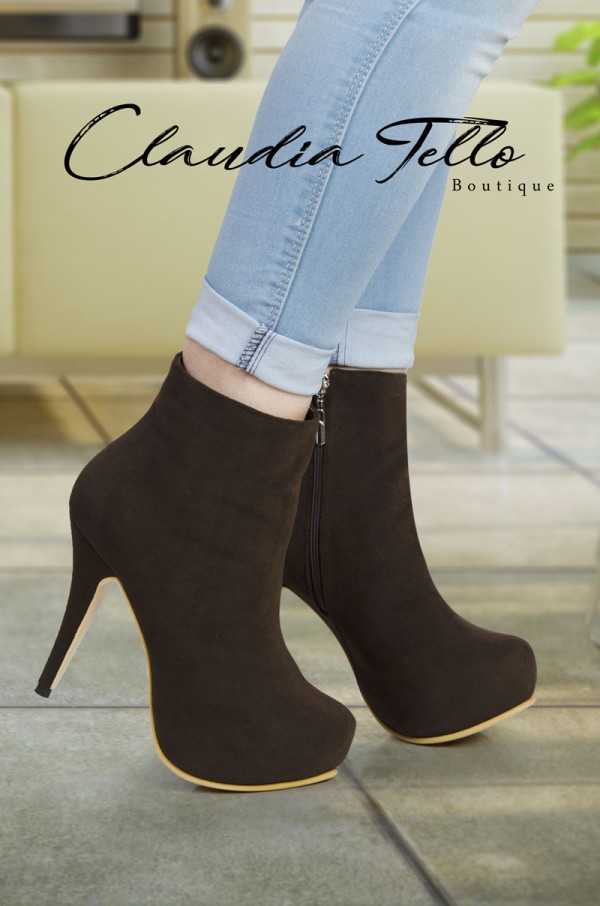 Camila Brown Leather Ankle Boots