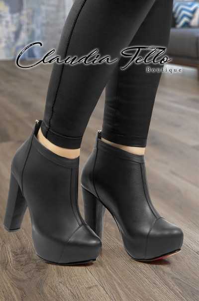 Coco Black Smooth Ankle Boots