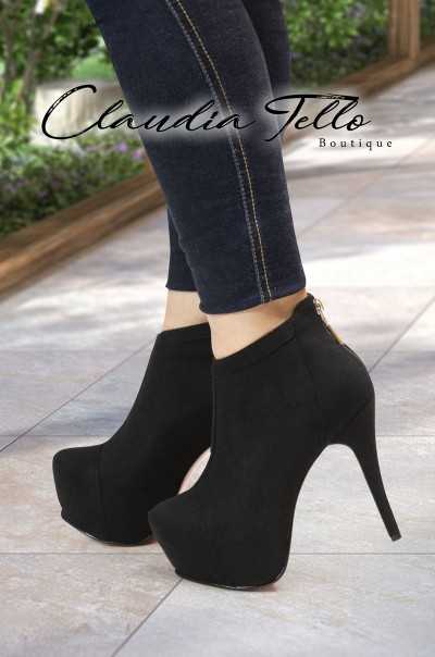 Coco Black Microfiber Ankle Boots