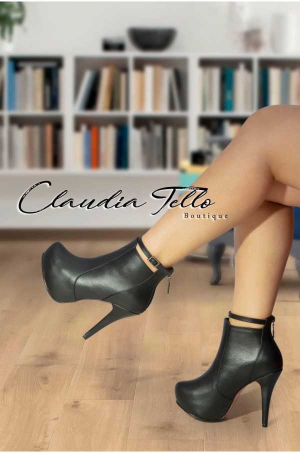 Claudia Black Leather Ankle Boots