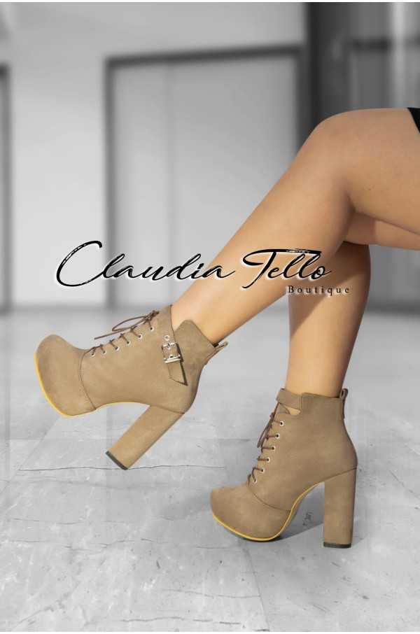 Valeria Beige Ankle Boots
